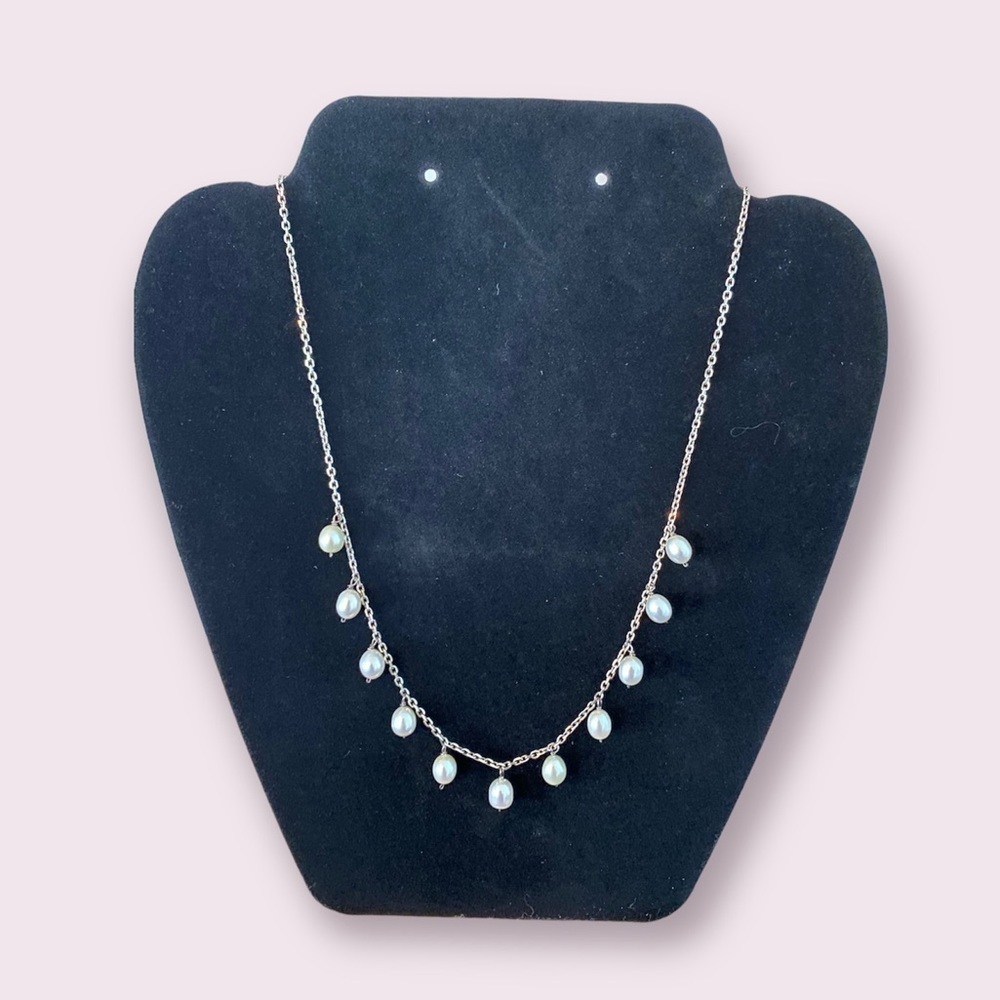 925 Sterling Silver Faux Pearl Necklace